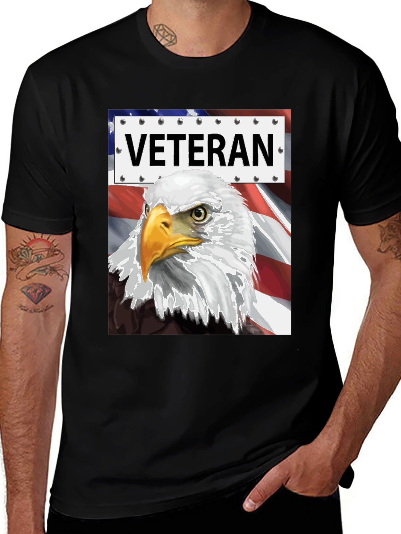 Variant 3 of Veteran Eagle Graphic Tee - Patriotic Design