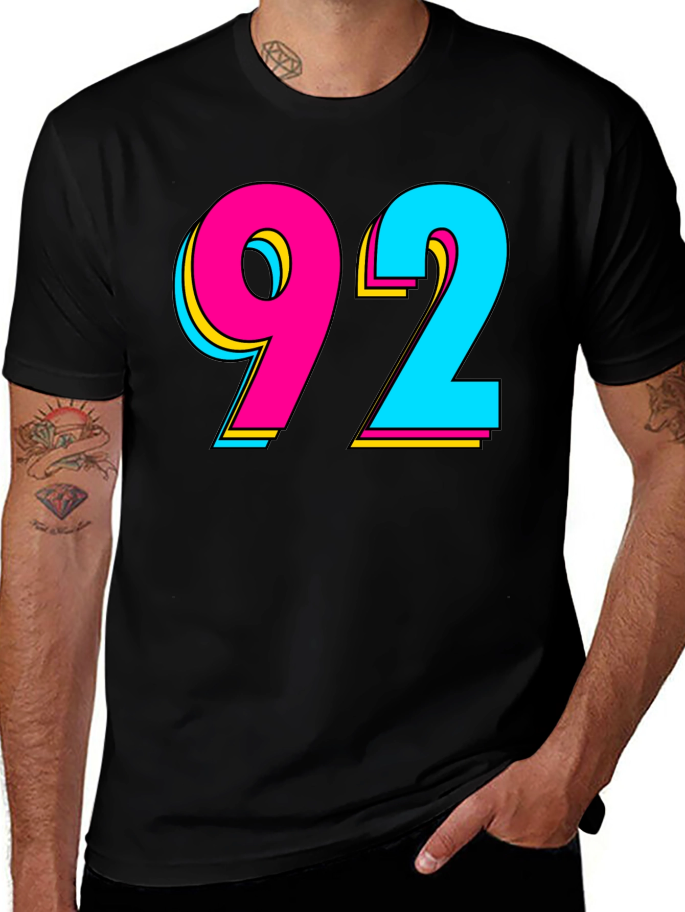 Variant 23 of Retro 92 Graphic T-Shirt - Black Cotton Blend