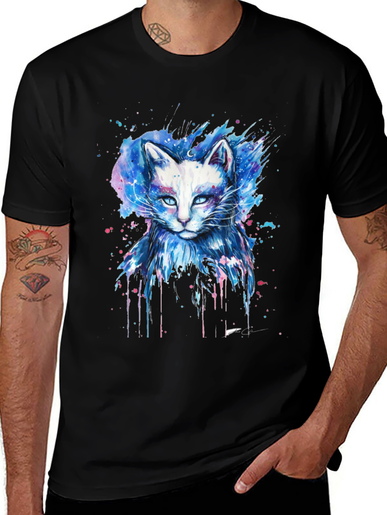 Variant 13 of Galaxy Cat Graphic Tee - Black T-Shirt