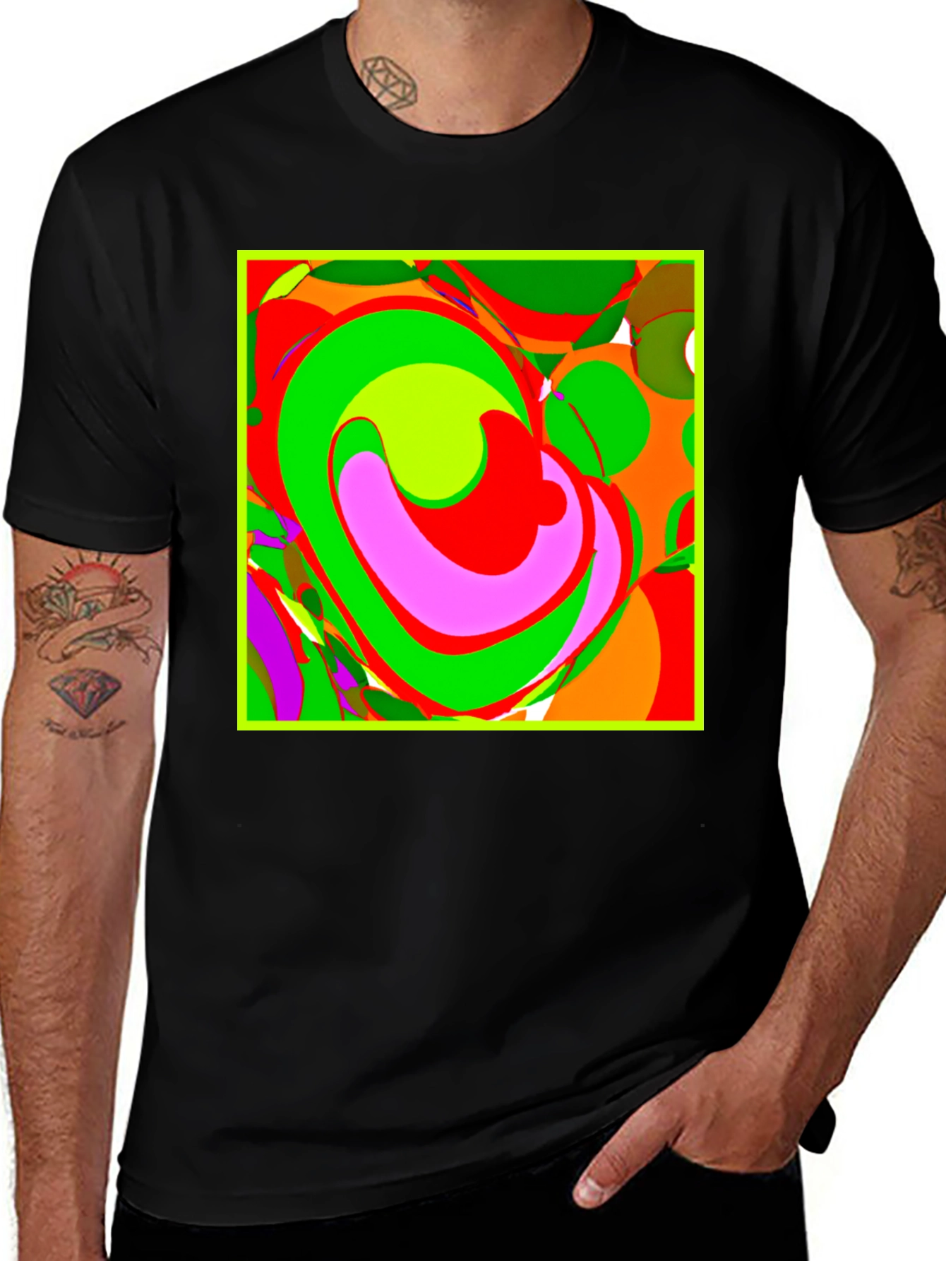 Variant 3 of Abstract Art Graphic Print Black T-Shirt