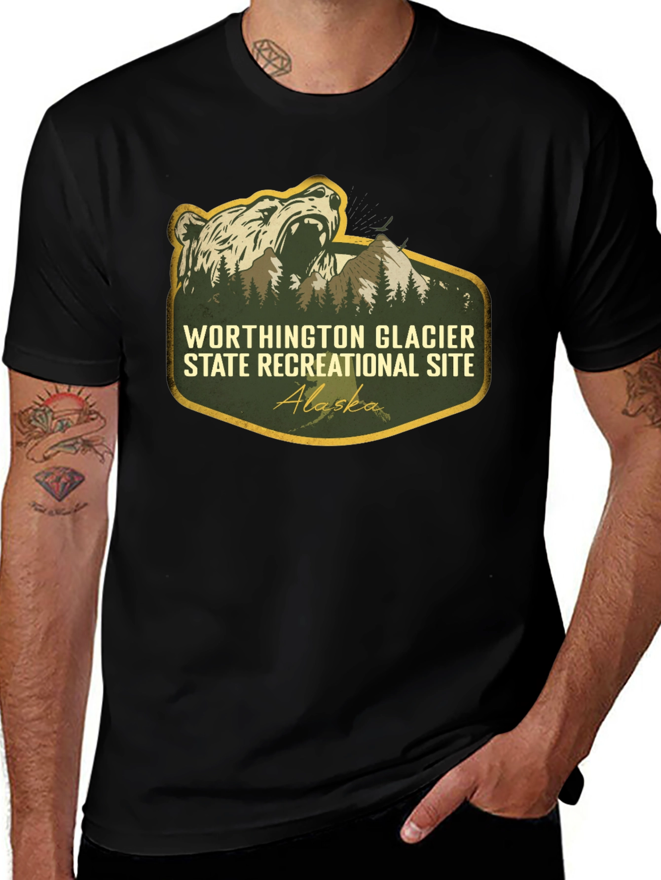 Worthington Glacier Alaska T-Shirt - Bear Design