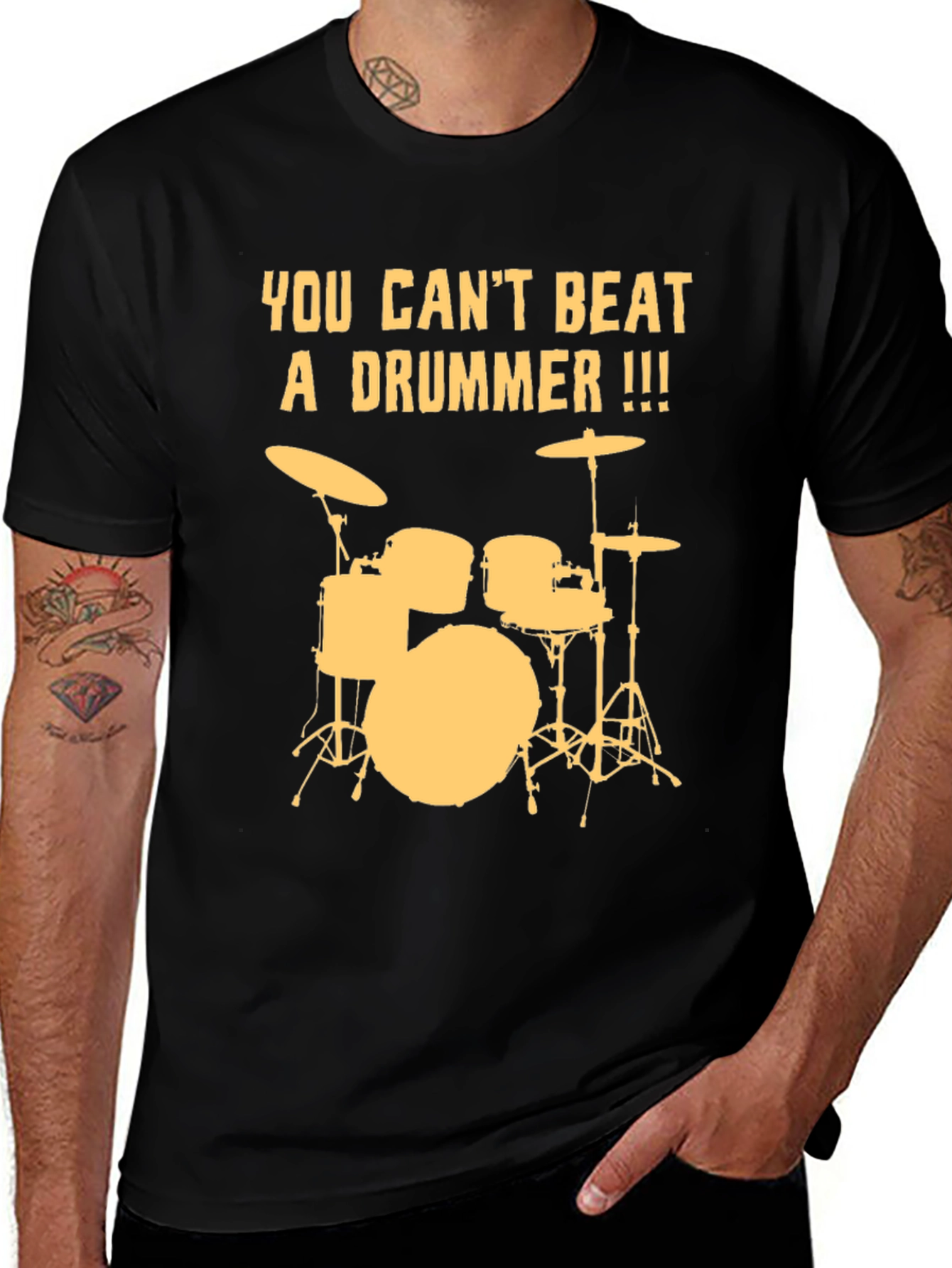 Variant 7 of You Can't Beat a Drummer T-Shirt - Black