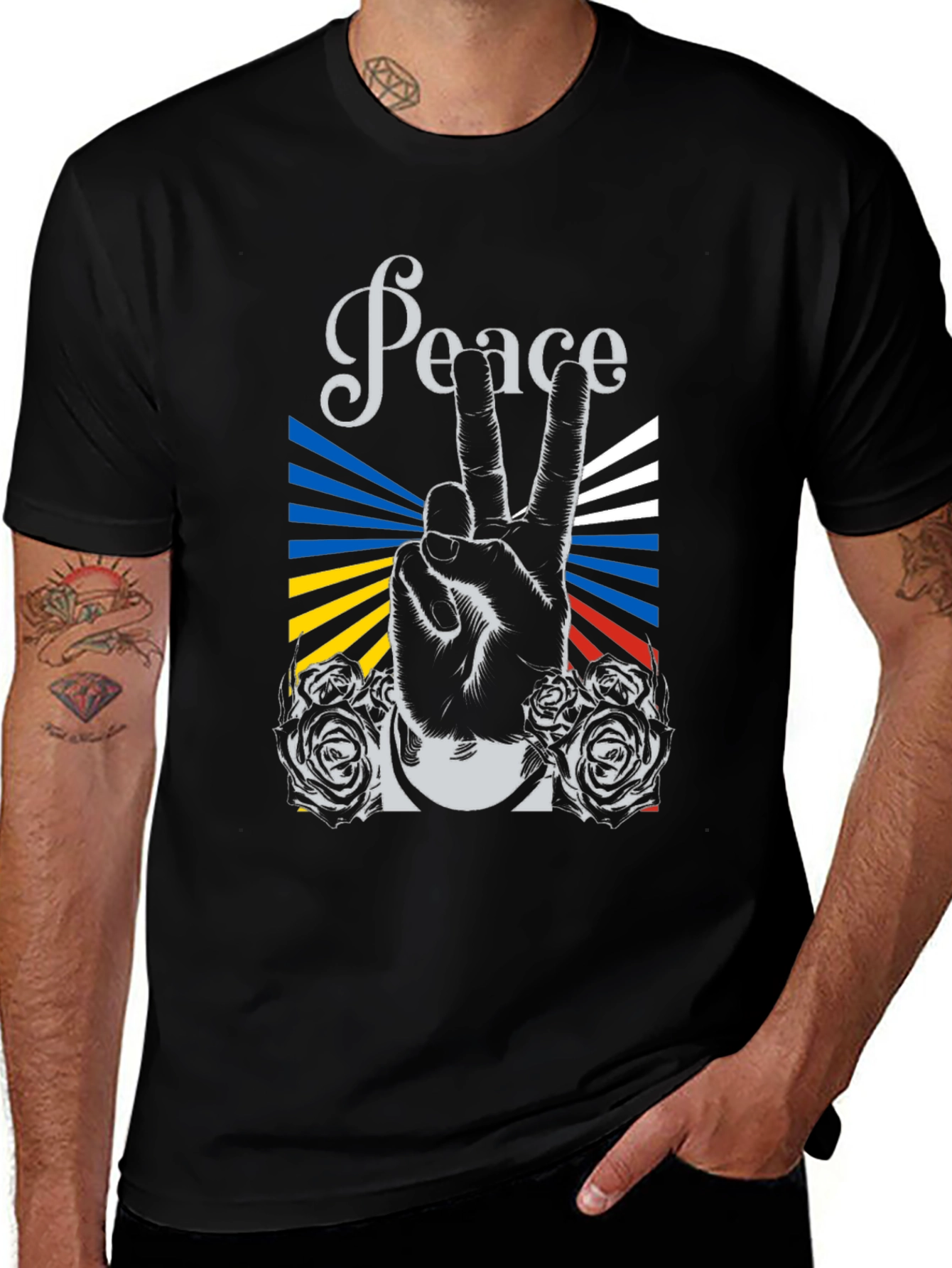 Variant 21 of Peace Sign Graphic Black T-Shirt