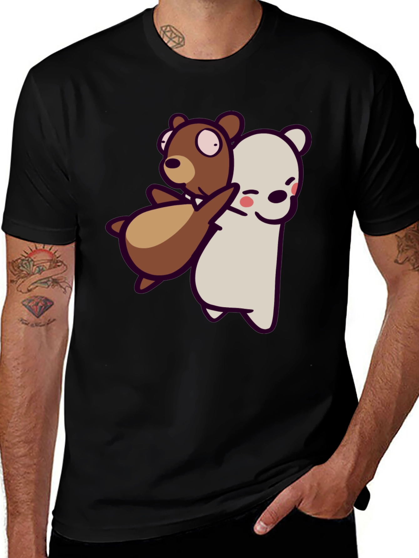 Variant 9 of Bear Hug Graphic Tee - Unisex Black T-Shirt