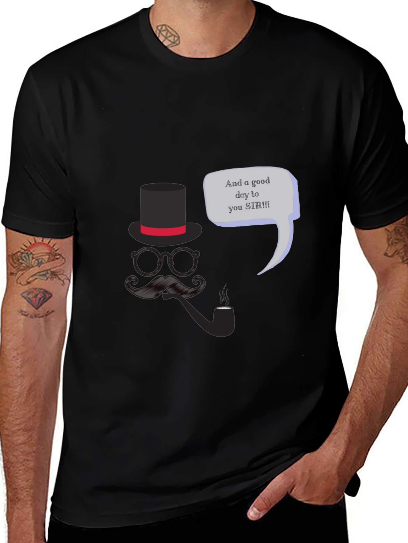 Gentleman's Good Day T-Shirt - Top Hat & Mustache