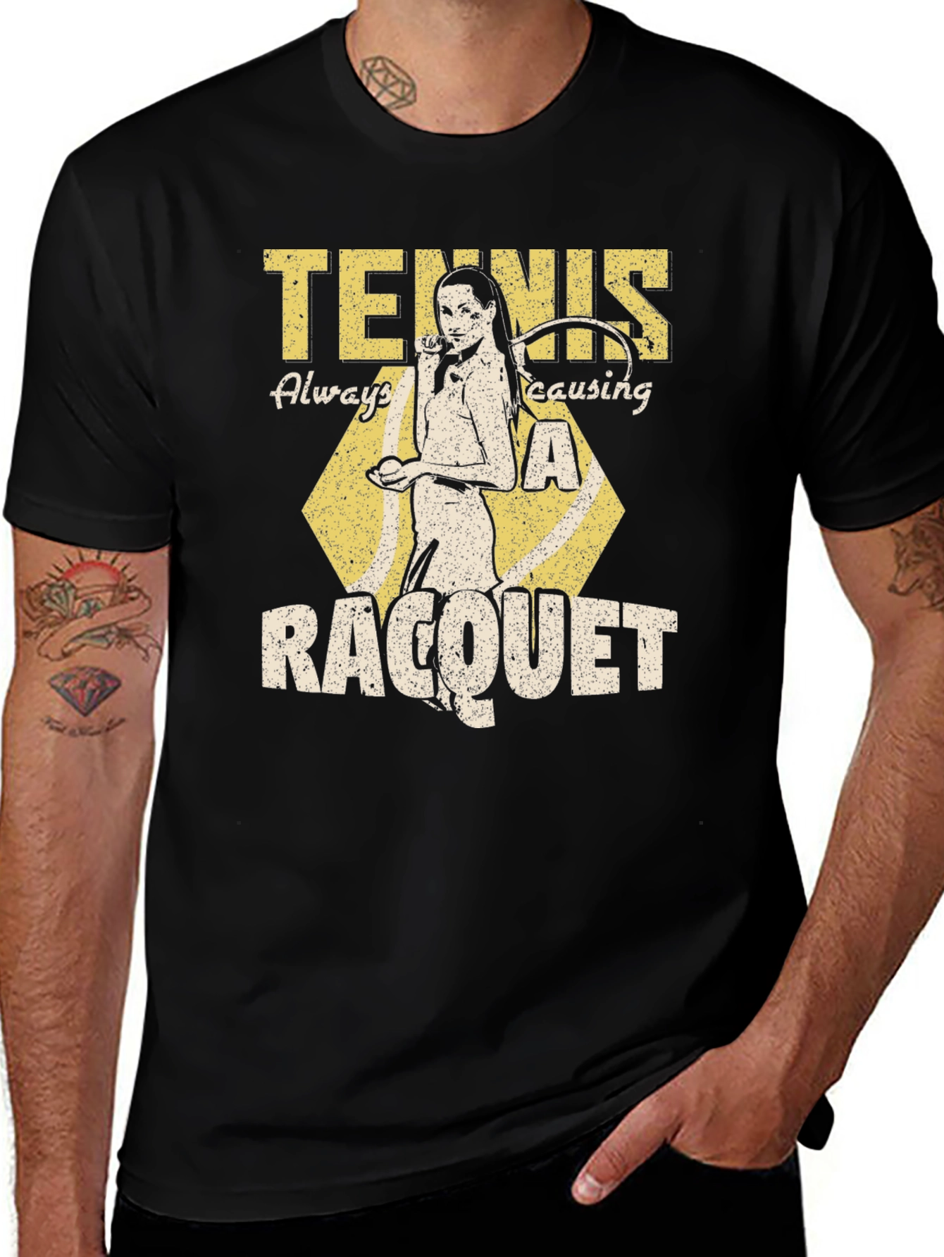 Tennis Always Causing A Racquet Graphic T-Shirt