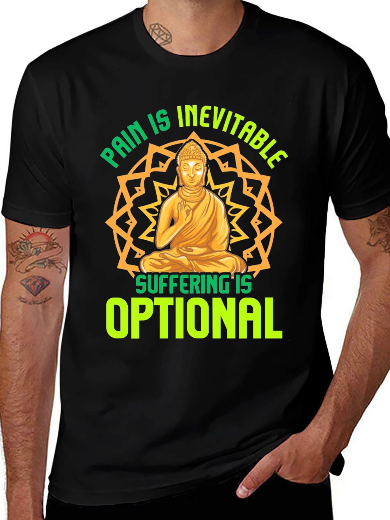 Pain is Inevitable Buddha T-Shirt