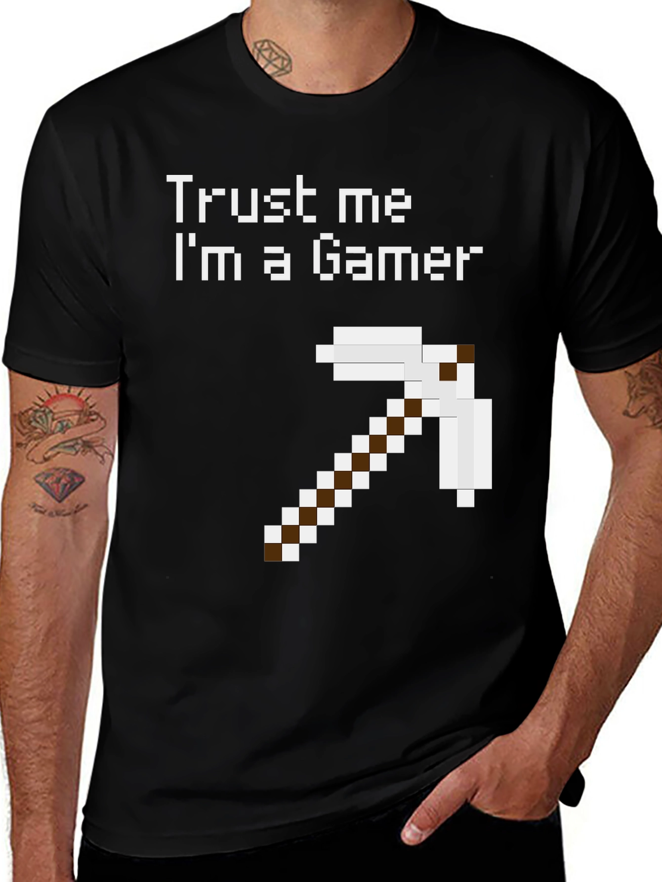 Variant 5 of Trust Me I'm a Gamer T-Shirt - Pixel Art Pickaxe