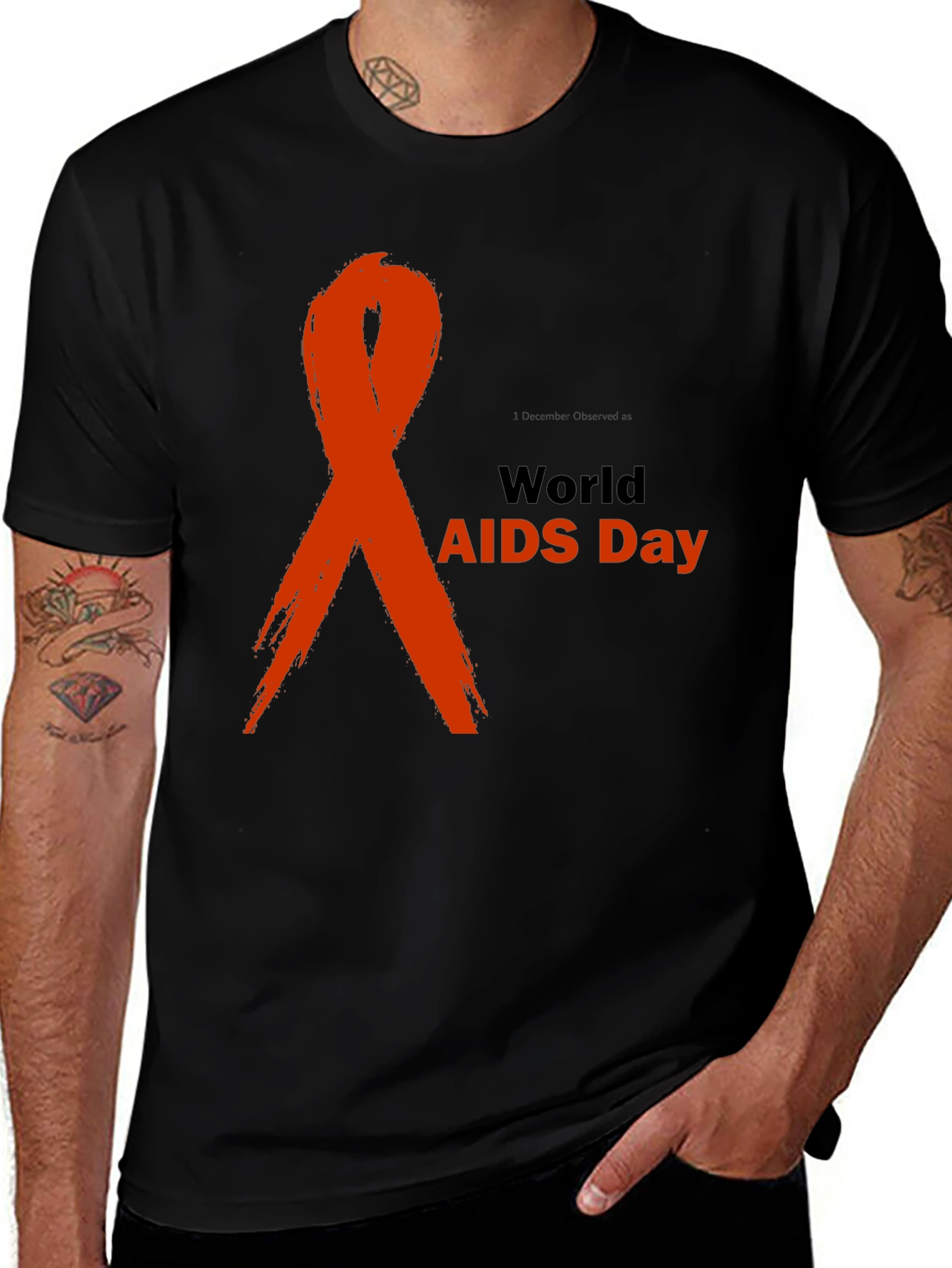 World AIDS Day Awareness Black T-Shirt