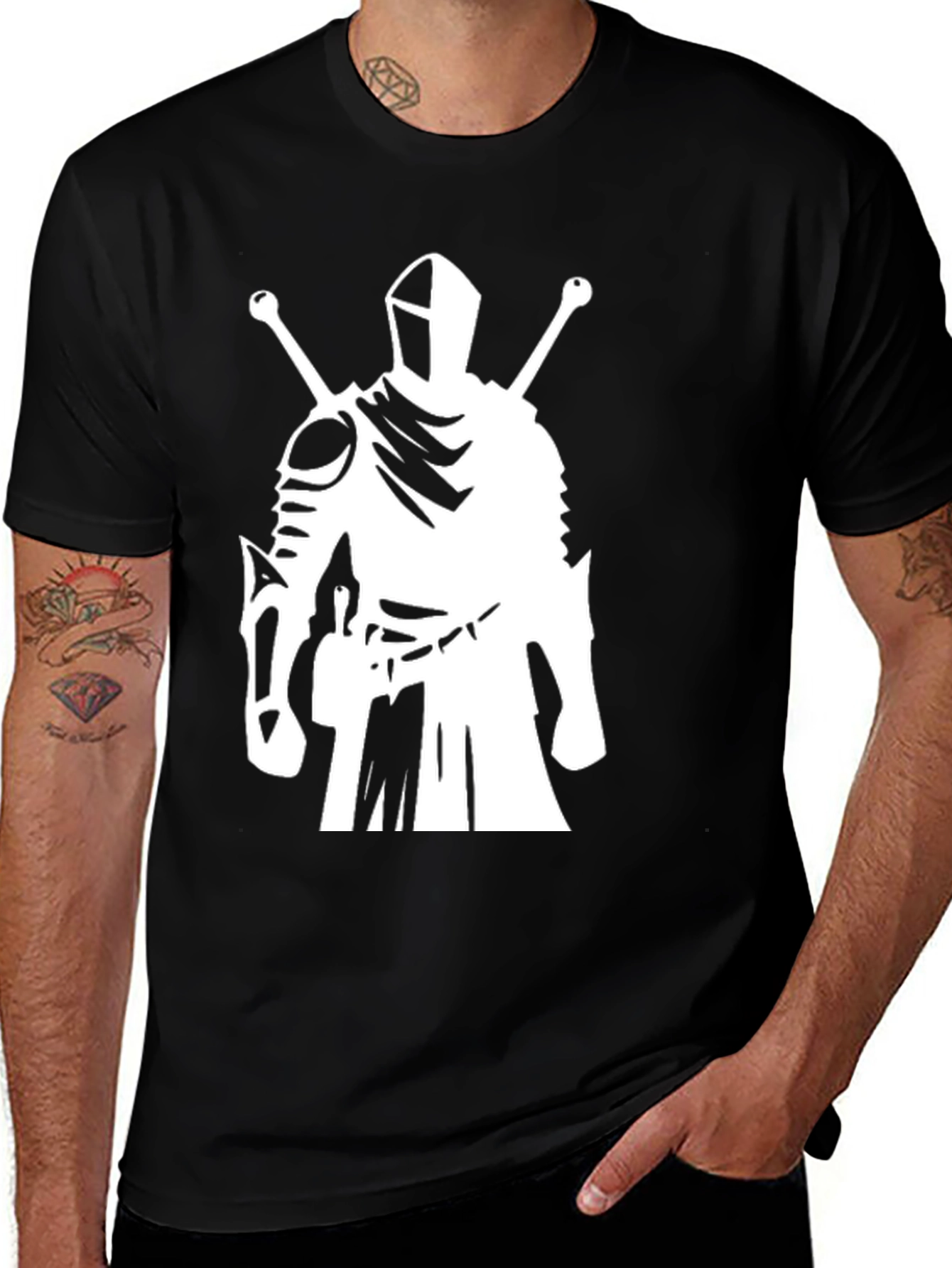 Variant 2 of Knight Graphic T-Shirt - Black Cotton Tee