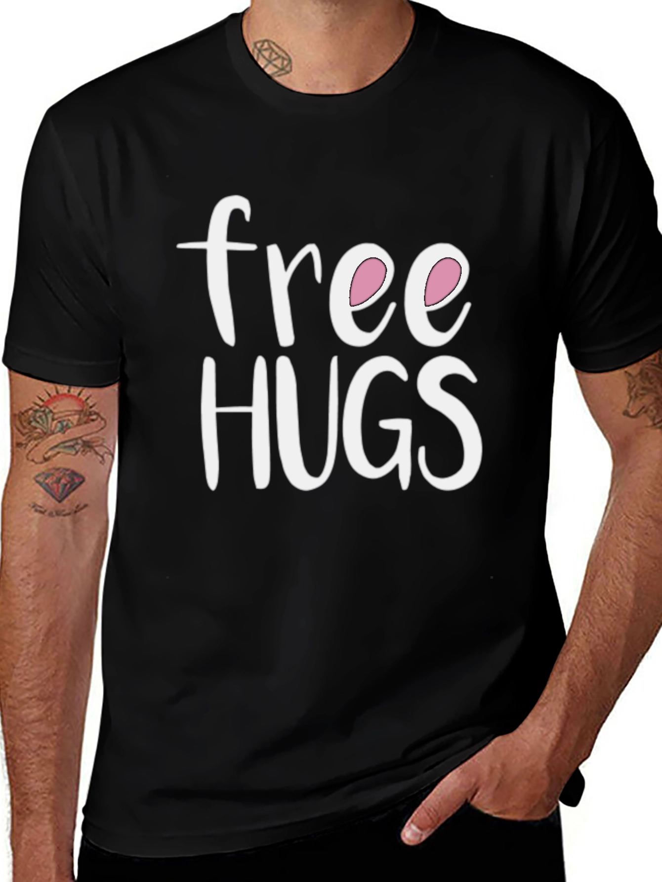 Variant 12 of Free Hugs Easter Bunny T-Shirt - Crew Neck Short Sleeve Casual Top
