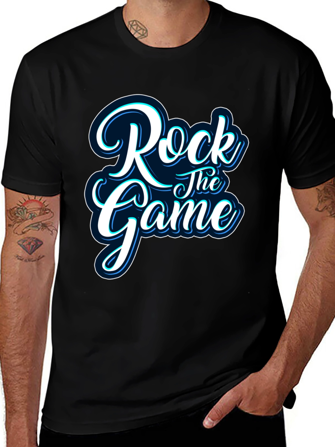 Variant 9 of Rock The Game Graphic Black T-Shirt