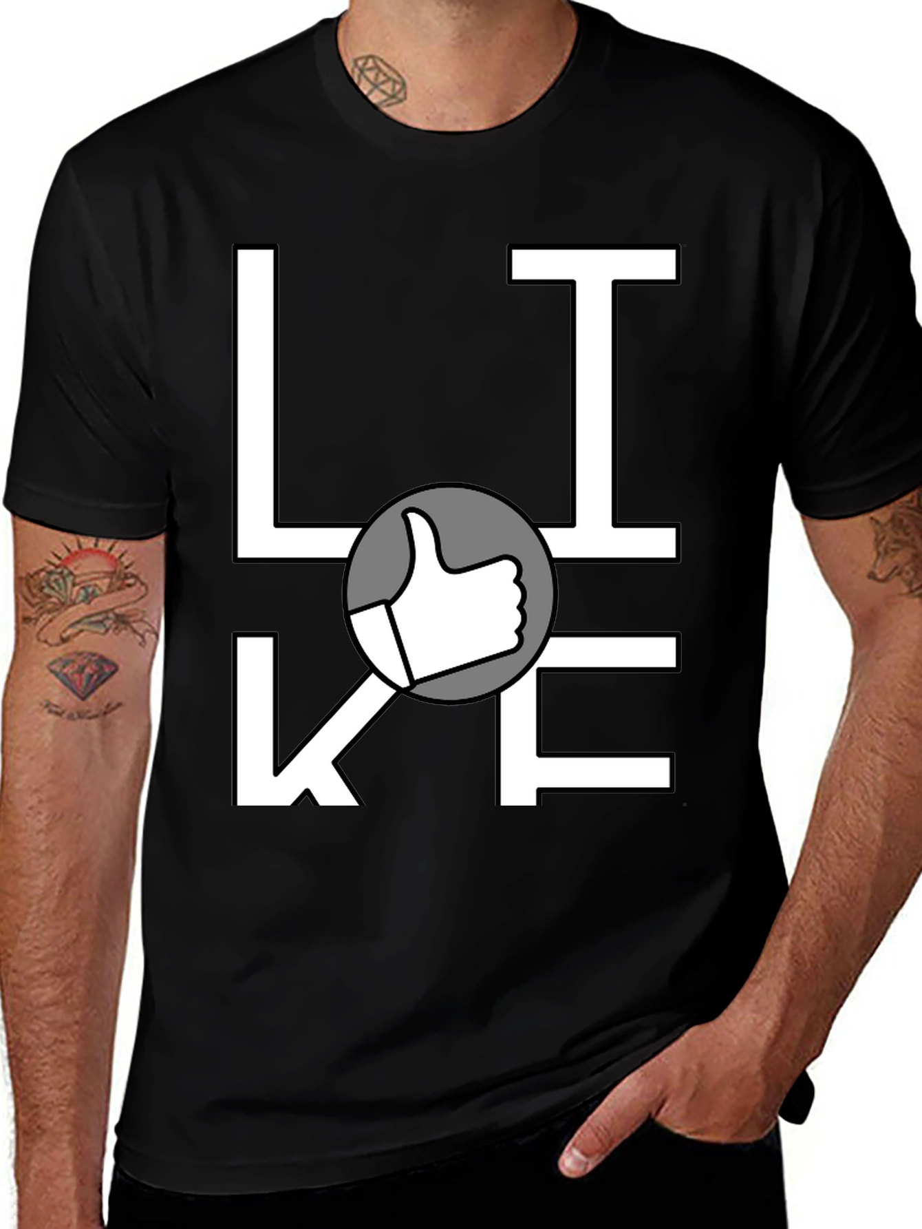 Variant 13 of Like Graphic Print T-Shirt - Casual Black Tee