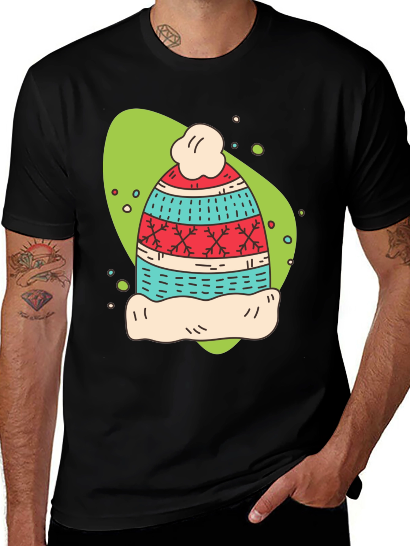 Variant 22 of Festive Winter Hat Graphic Tee - Holiday Season Shirt