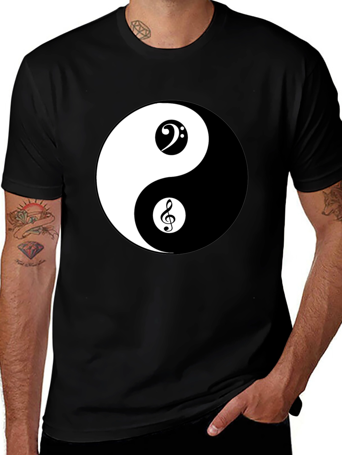 Variant 10 of Yin Yang Music Note Graphic T-Shirt - Black