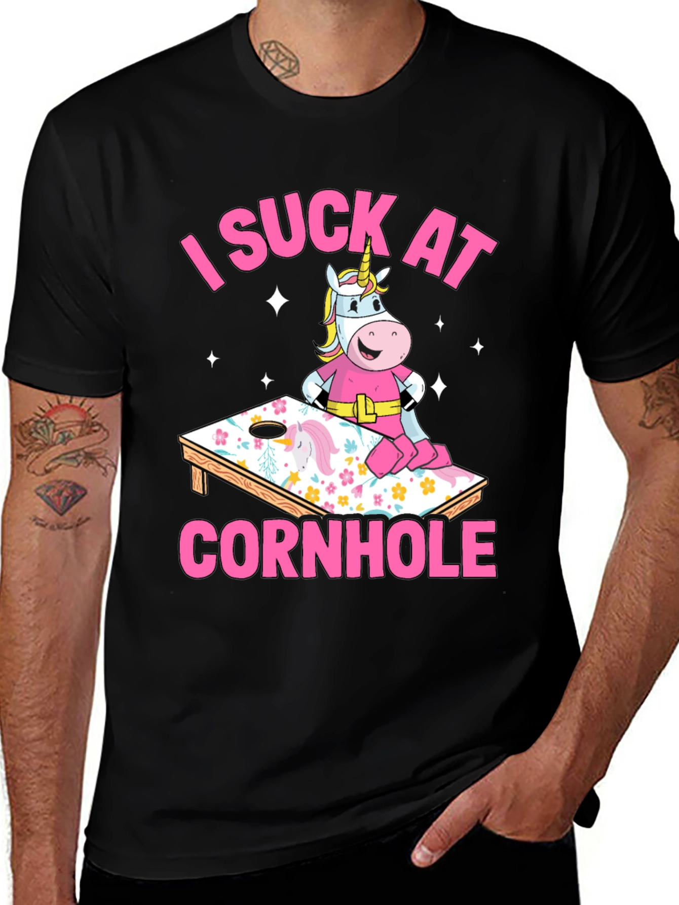Variant 4 of I Suck At Cornhole Unicorn T-Shirt
