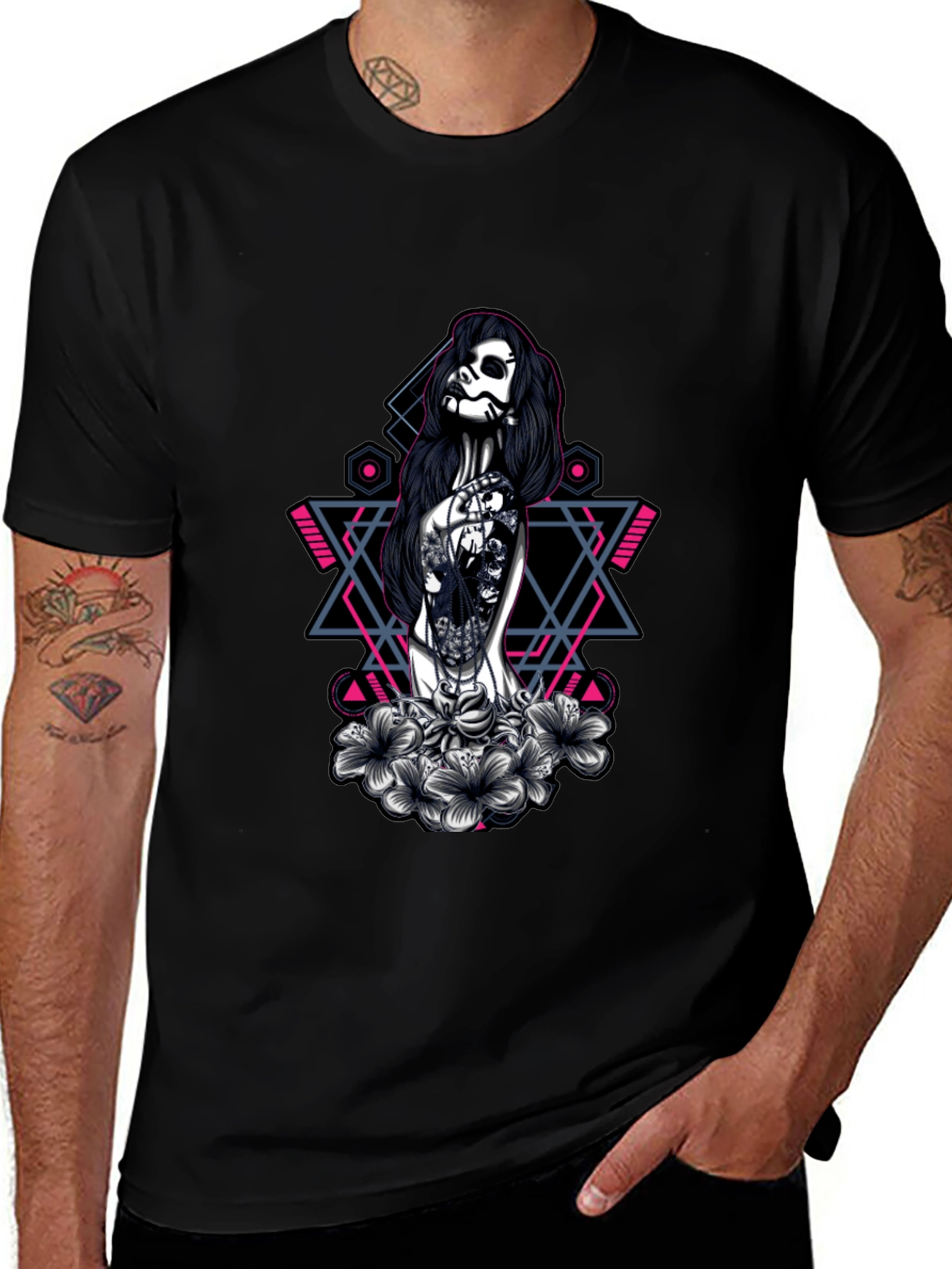 Variant 14 of Gothic Floral Tattoo T-Shirt