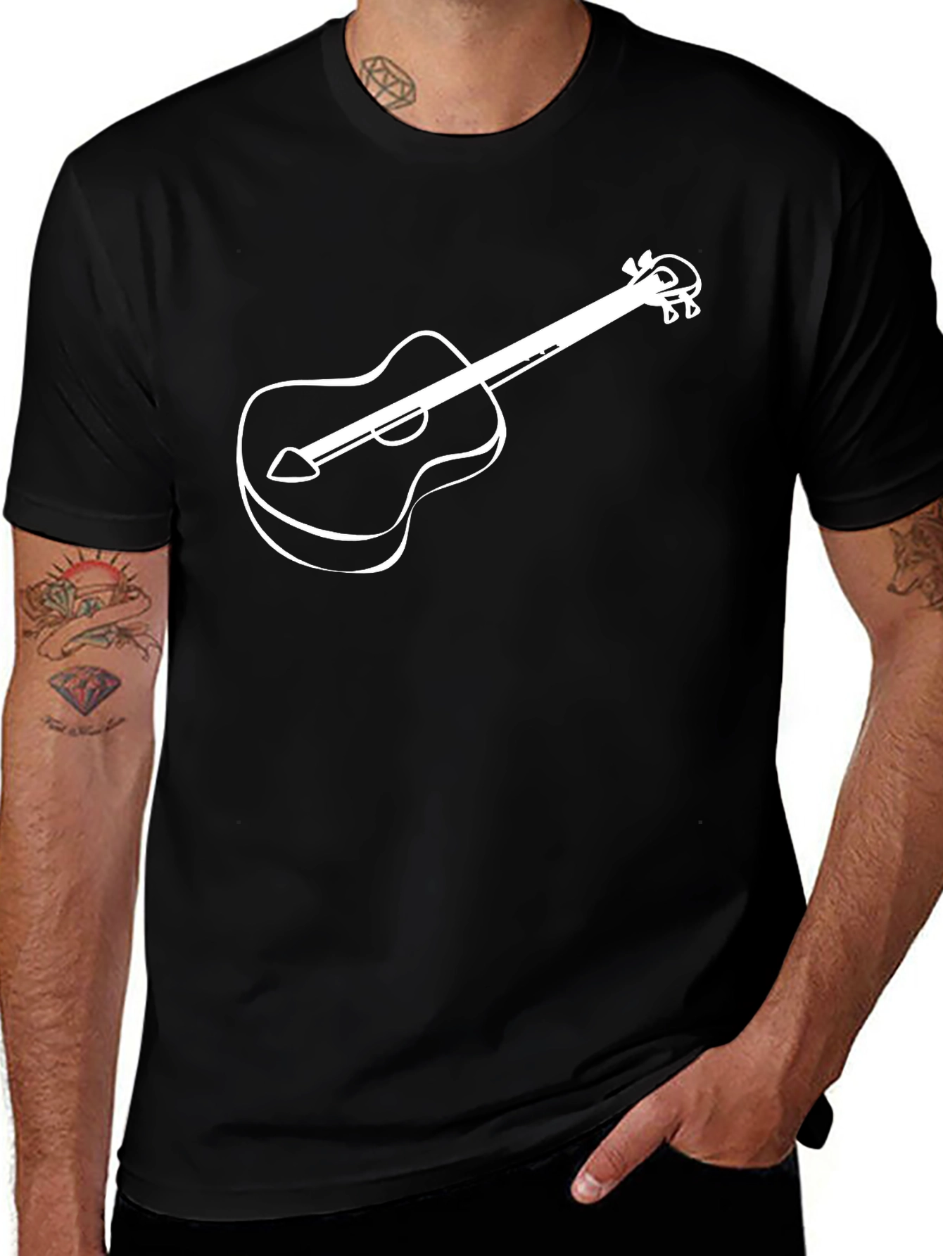 Guitar Graphic Tee - Black Cotton Comfort
