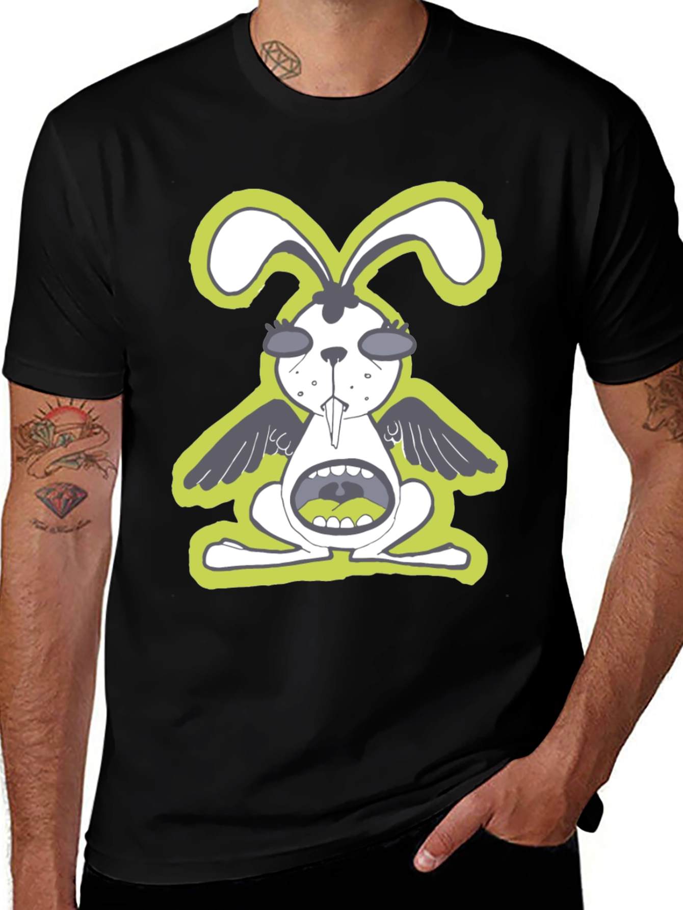 Variant 24 of Surreal Rabbit Graphic Tee - Black