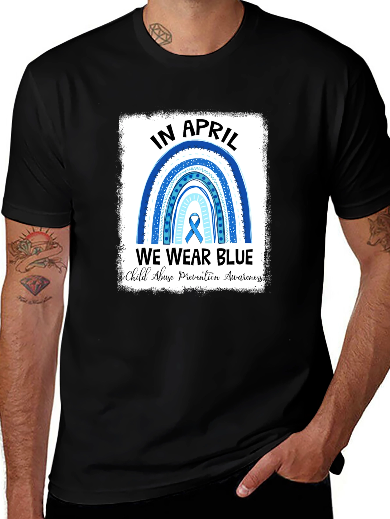 April Child Abuse Awareness Blue Rainbow T-Shirt