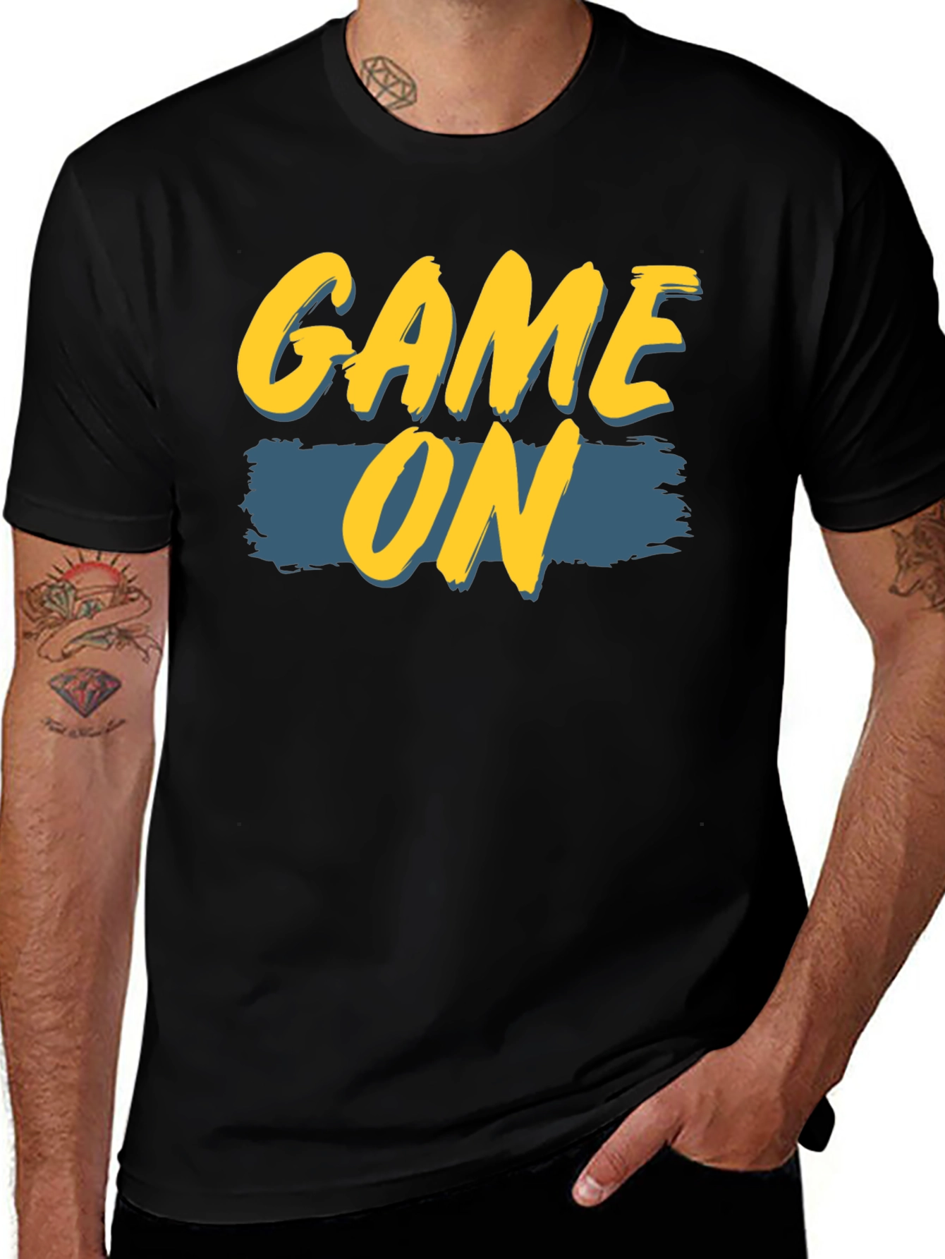 Variant 18 of Game On Graphic Print Black T-Shirt