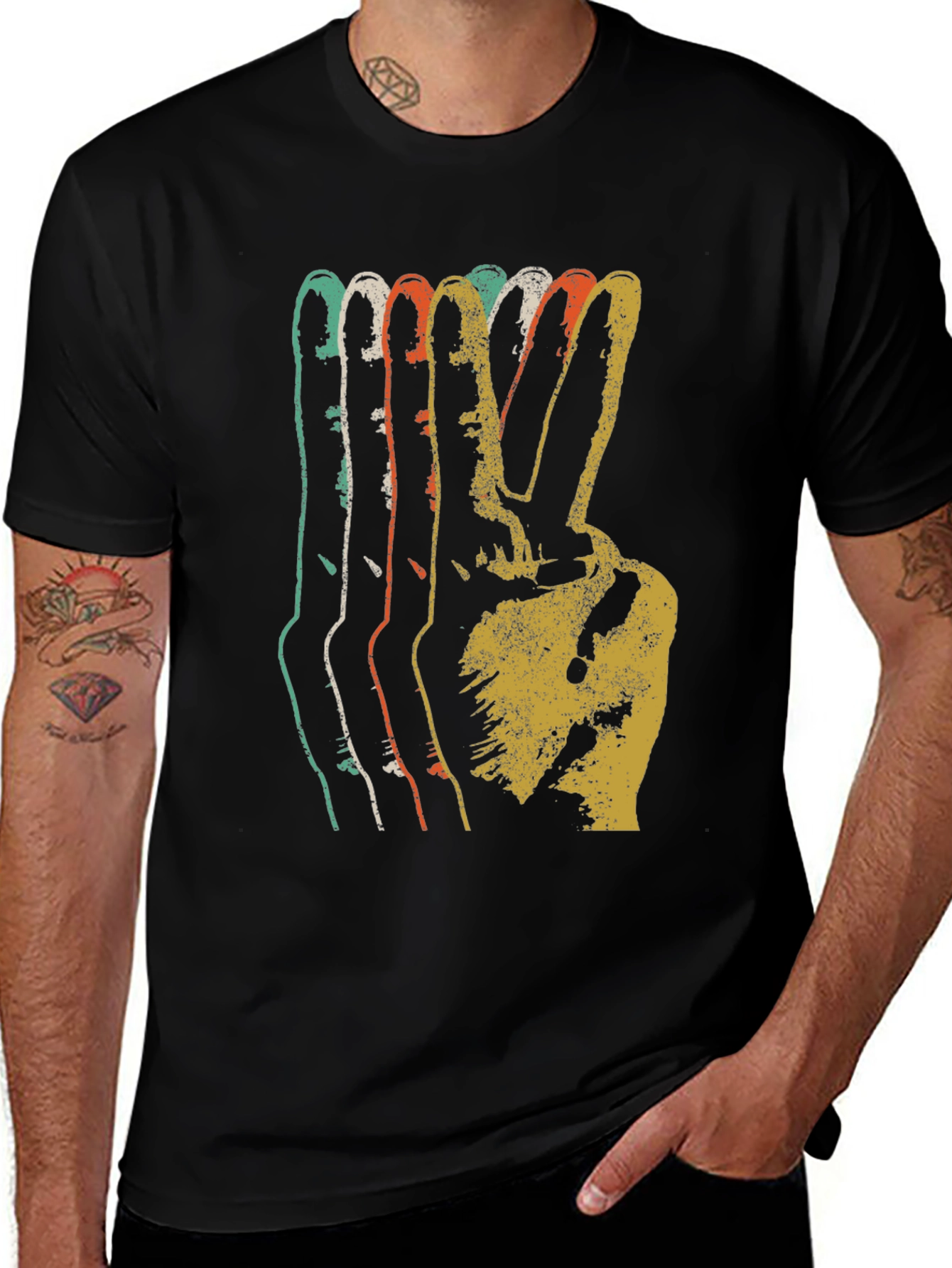 Variant 6 of Retro Peace Sign Graphic T-Shirt - Vintage Style