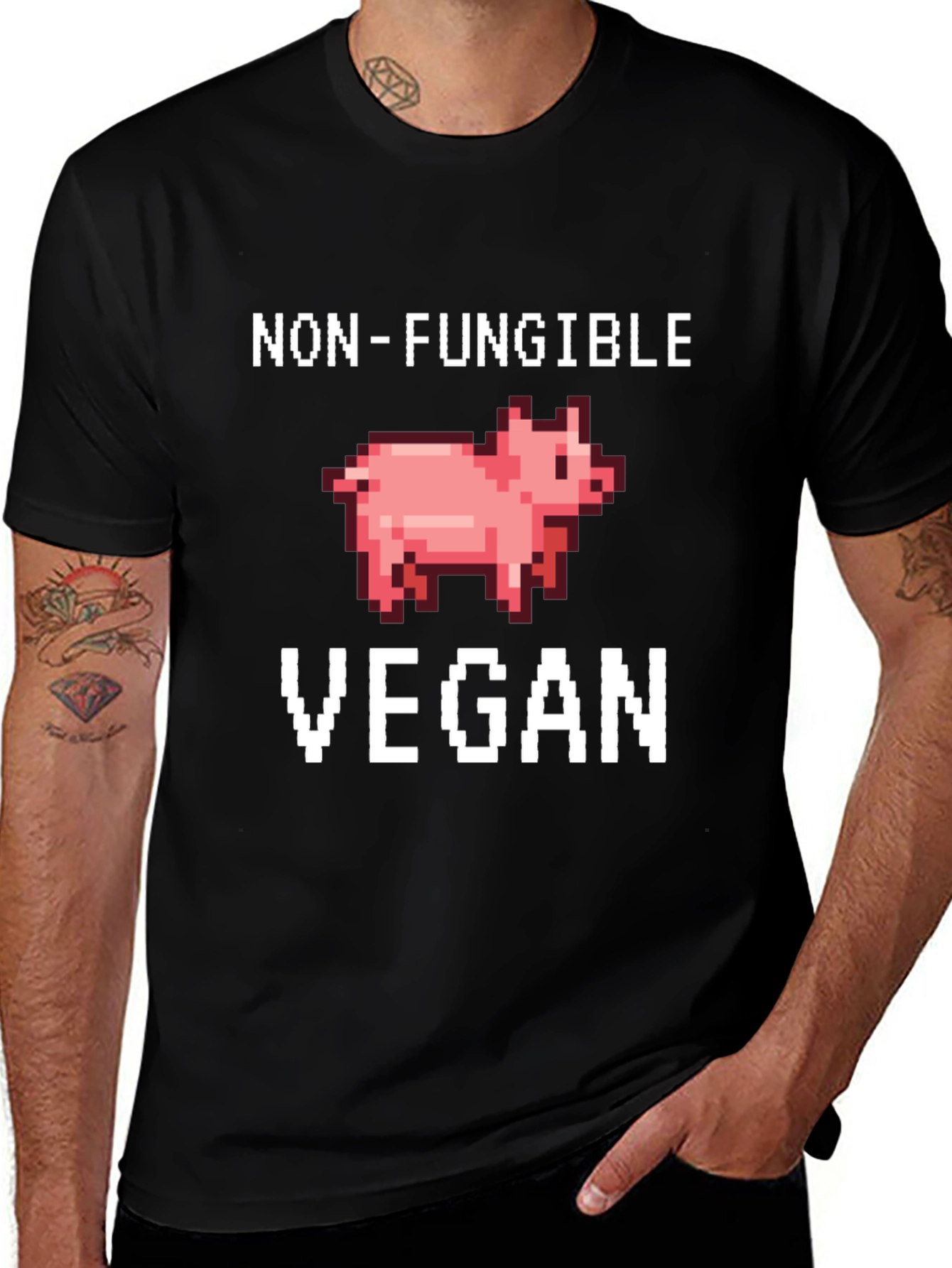 Variant 19 of Non-Fungible Vegan Pig Pixel Art T-Shirt