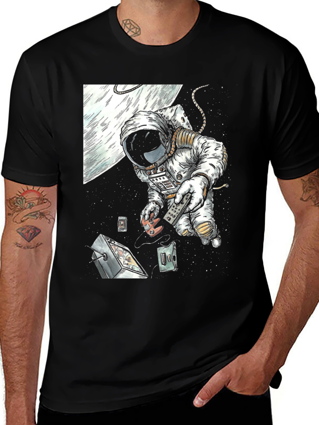 Variant 26 of Astronaut in Space Black Graphic Tee