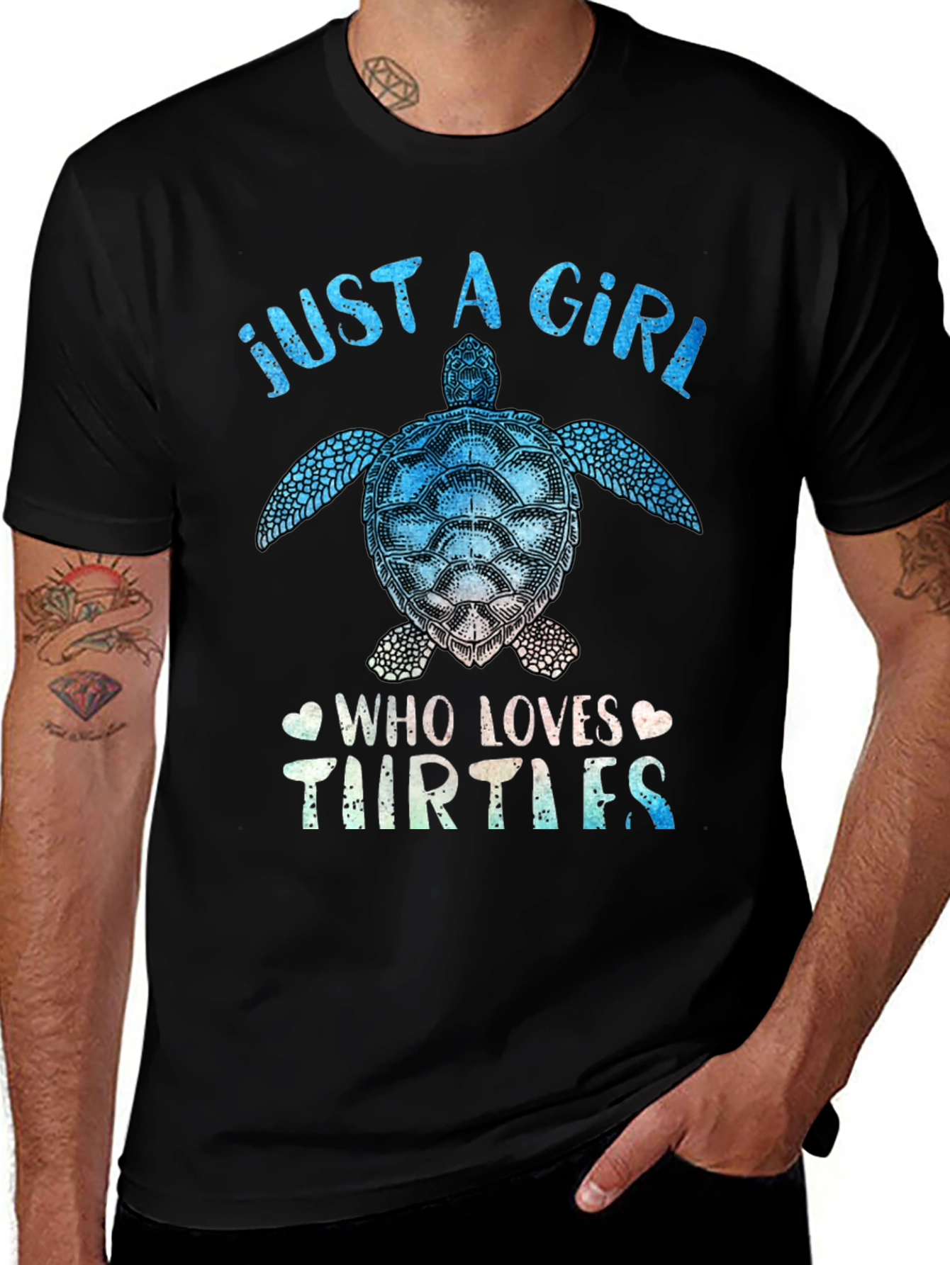 Black Just a Girl Who Loves Turtles T-Shirt main image