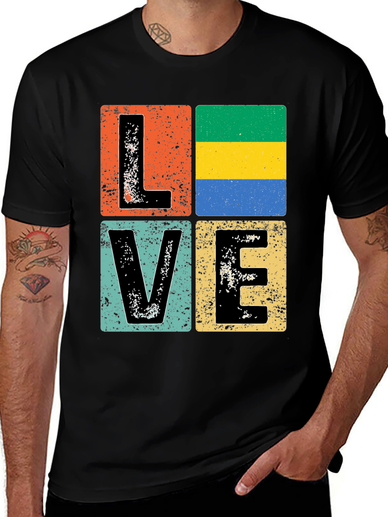 Gabon Flag LOVE Graphic Tee - Patriotic T-Shirt