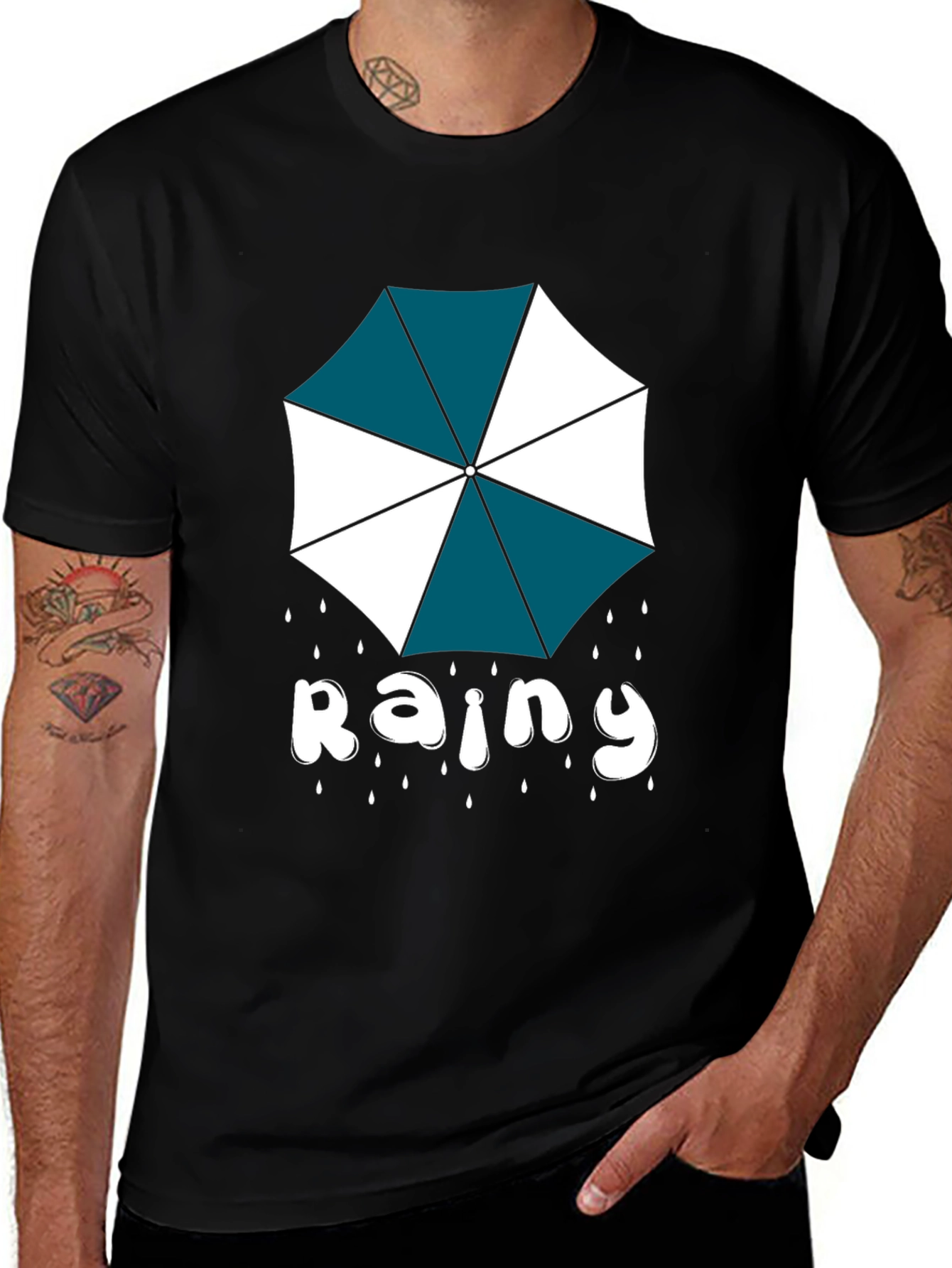Rainy Day Umbrella Graphic Tee - Stylish Comfort