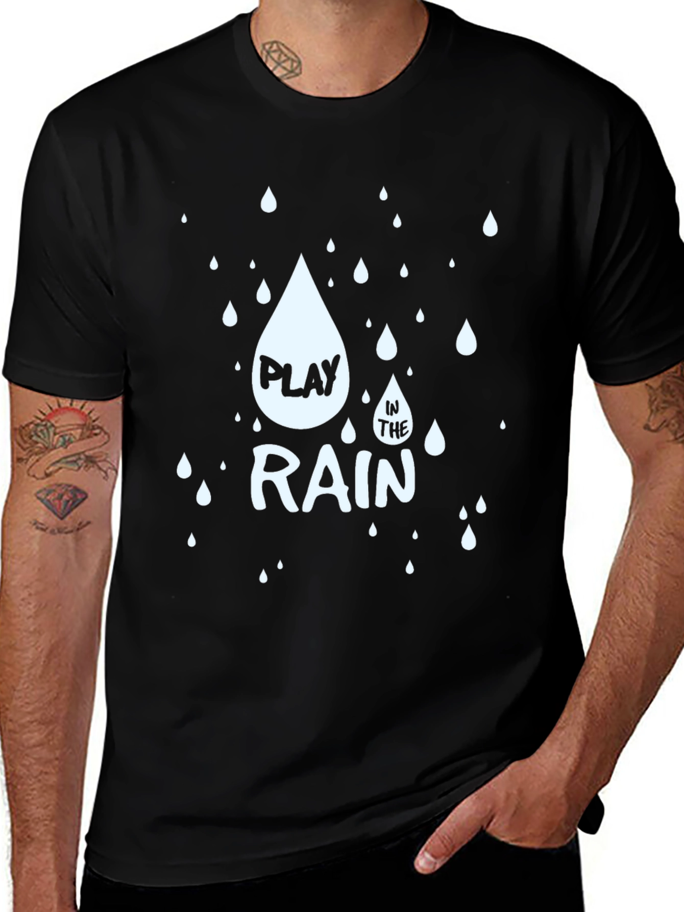 Variant 18 of Play in the Rain Graphic T-Shirt - Black Casual Tee