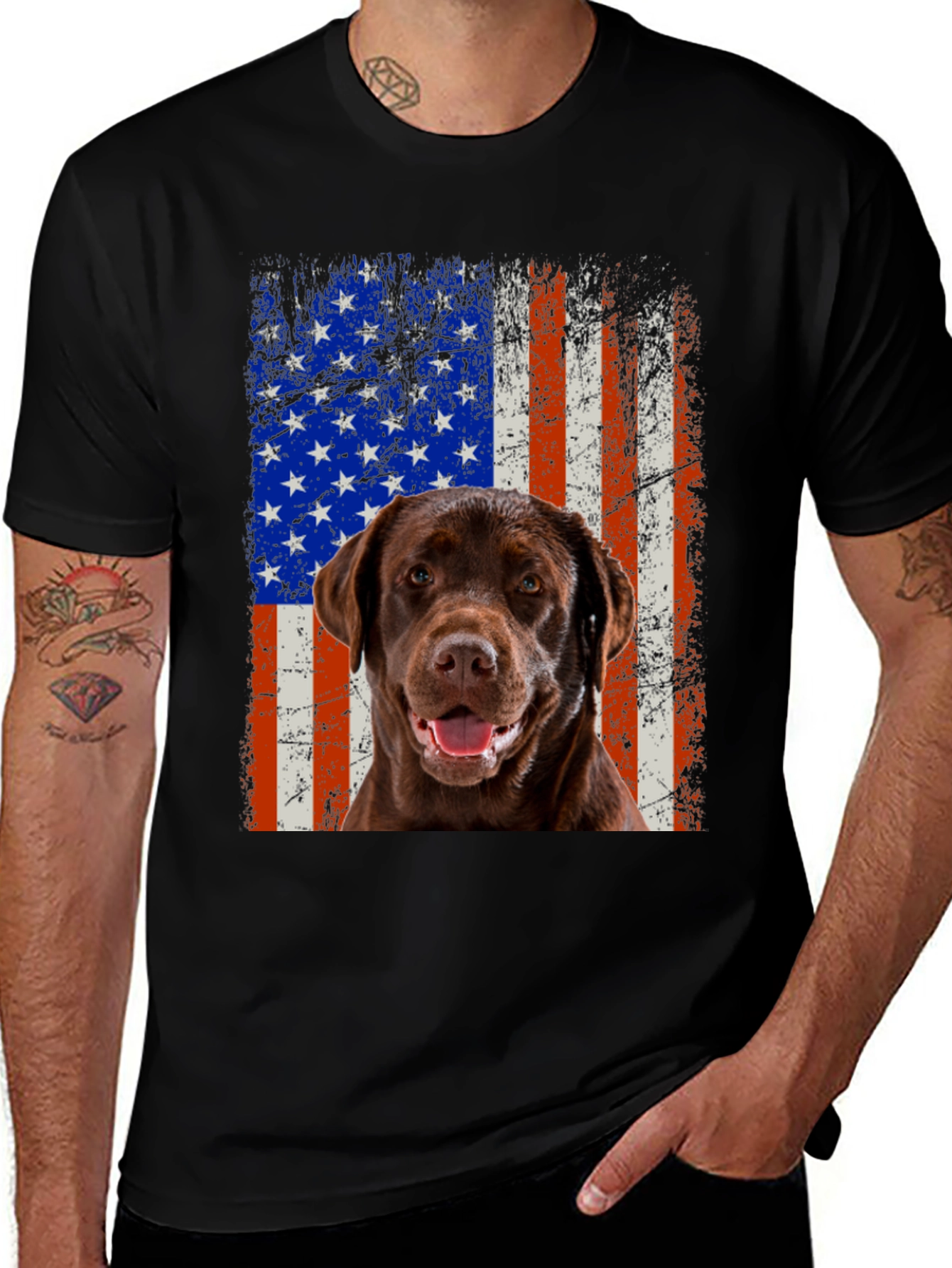 Labrador American Flag Graphic T-Shirt