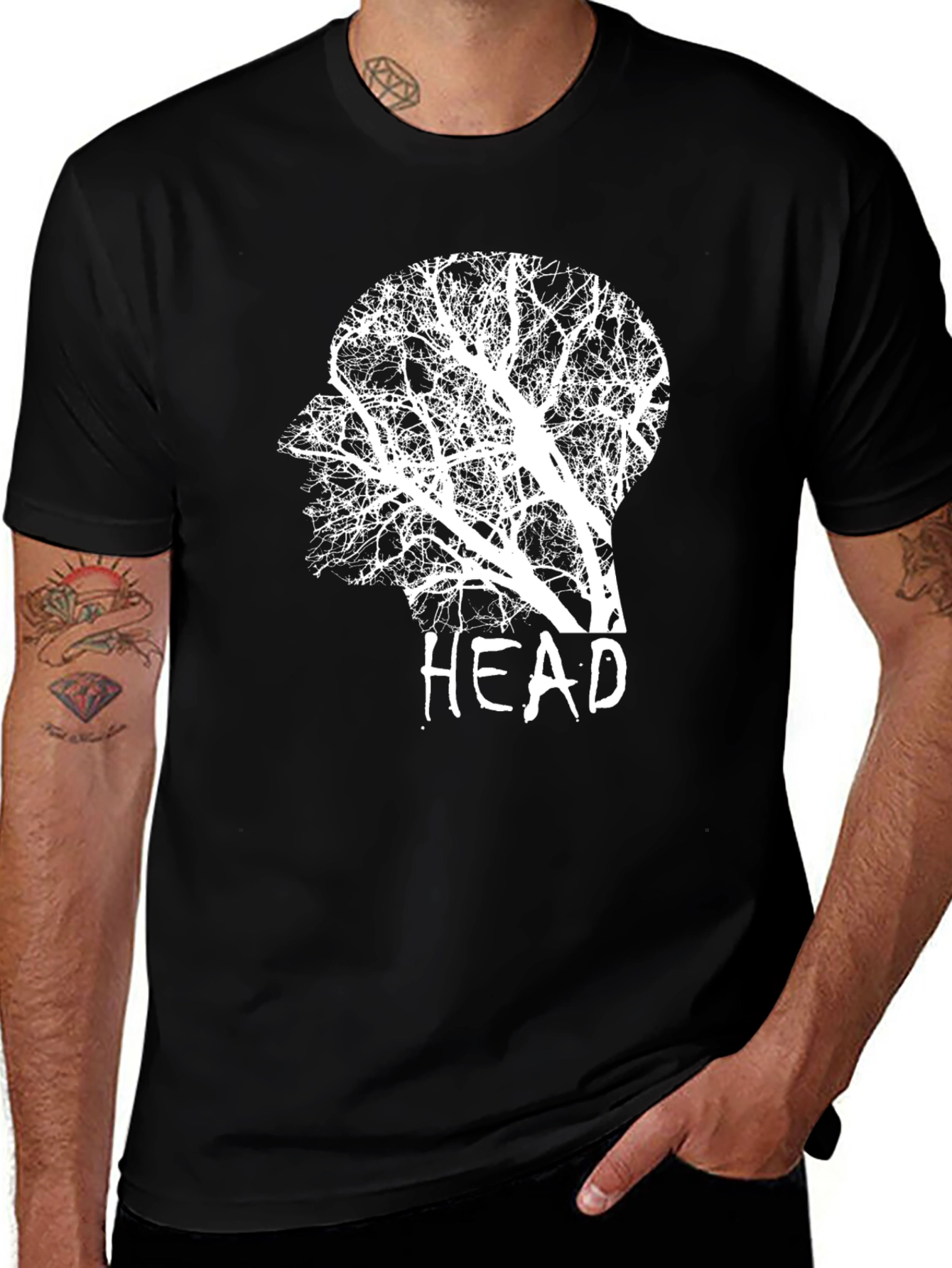 Variant 27 of Tree Head Graphic Tee - Artistic Menswear