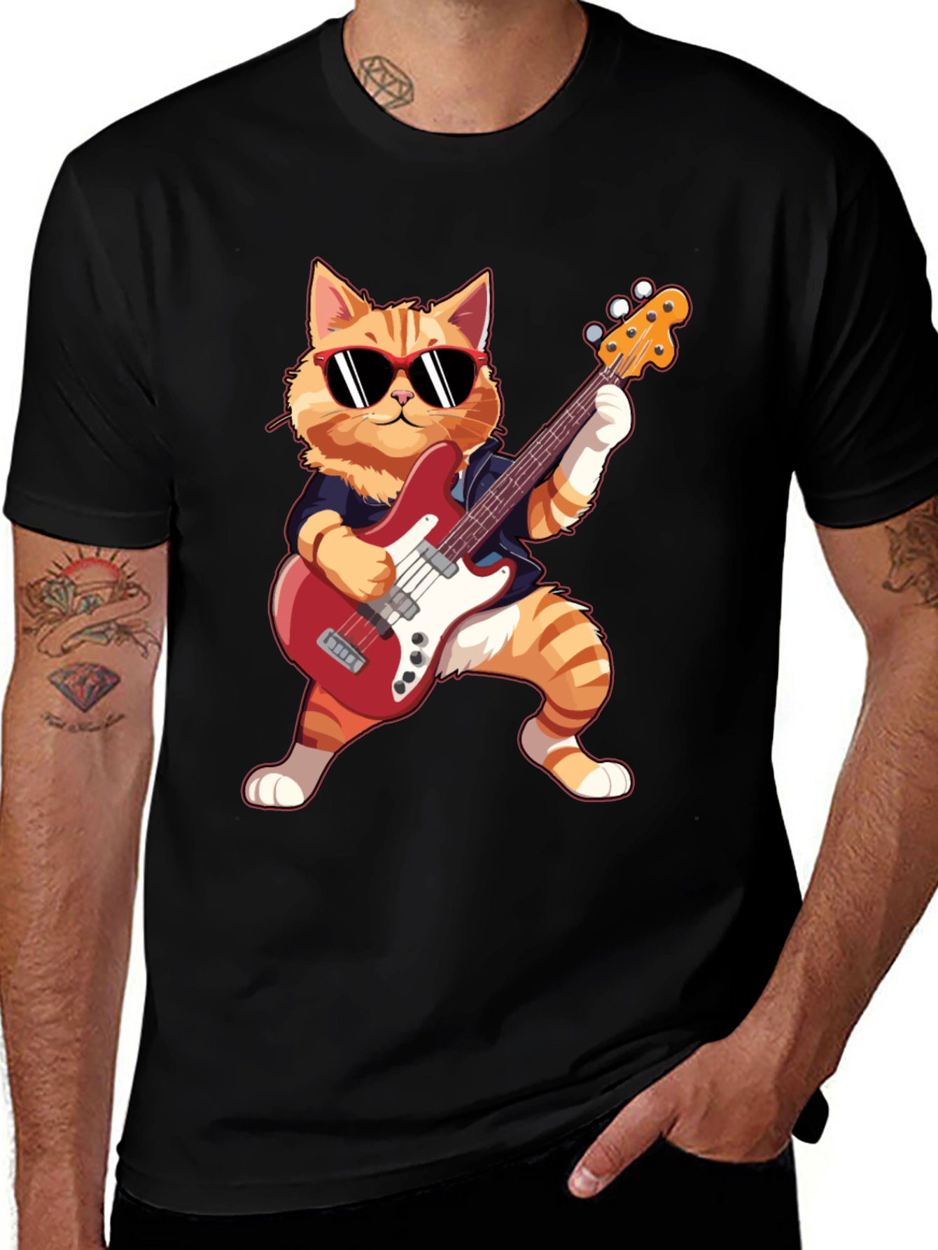 Variant 13 of Cat Guitarist T-Shirt - Rockin' Feline Fun