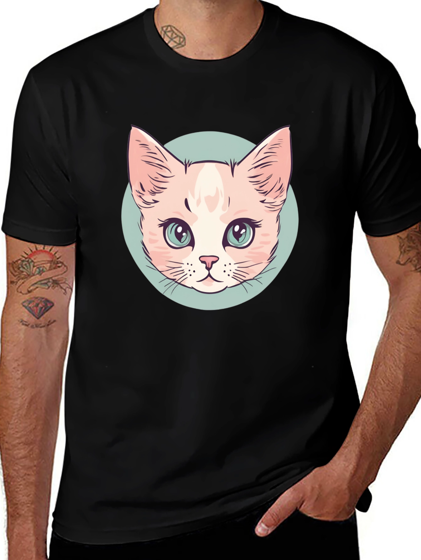 Variant 17 of Cat Graphic Tee - Unisex Black T-Shirt