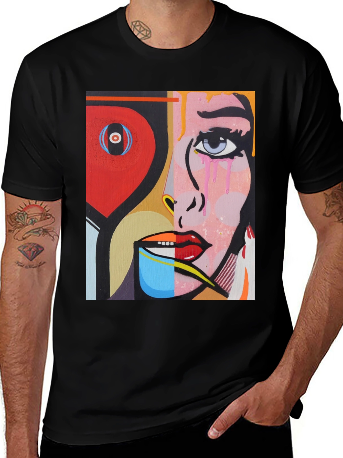 Variant 8 of Abstract Art Graphic Tee - Unisex Black T-Shirt
