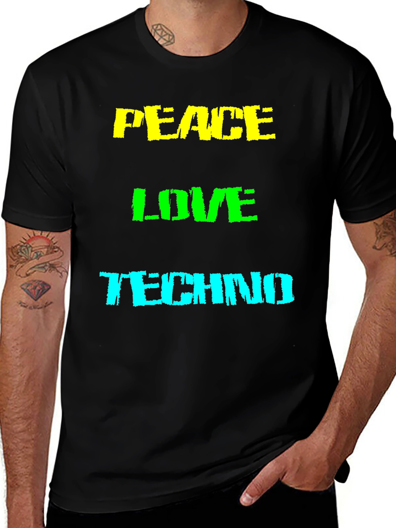 Variant 25 of Peace Love Techno Graphic T-Shirt