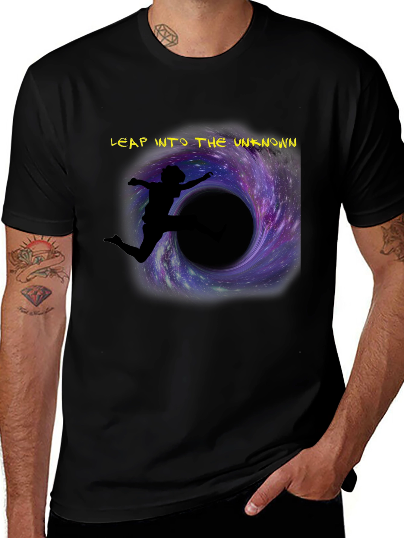 Variant 18 of Leap into the Unknown T-Shirt, Space Graphic Tee