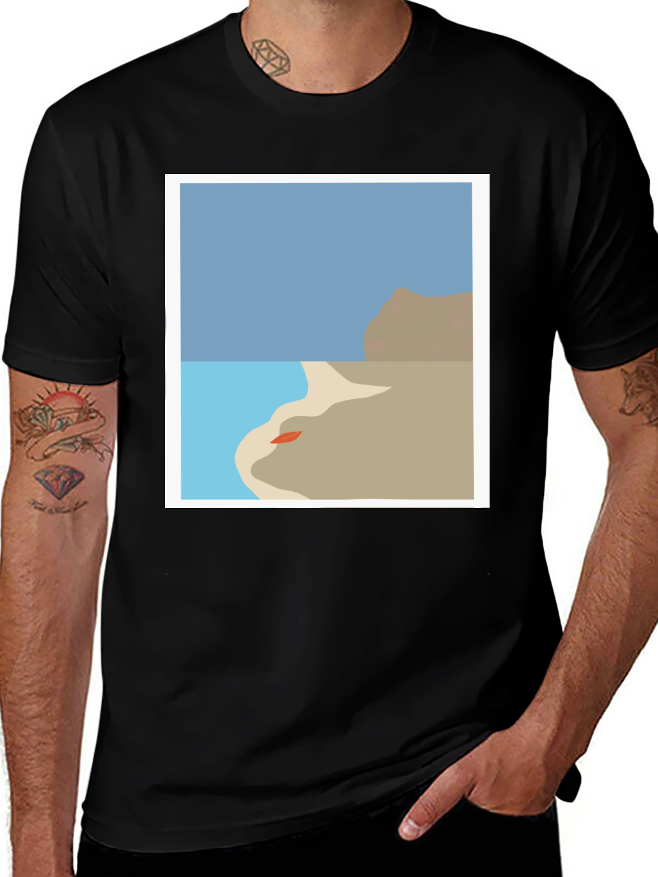 Variant 3 of Modern Minimalist Beach Scene T-Shirt