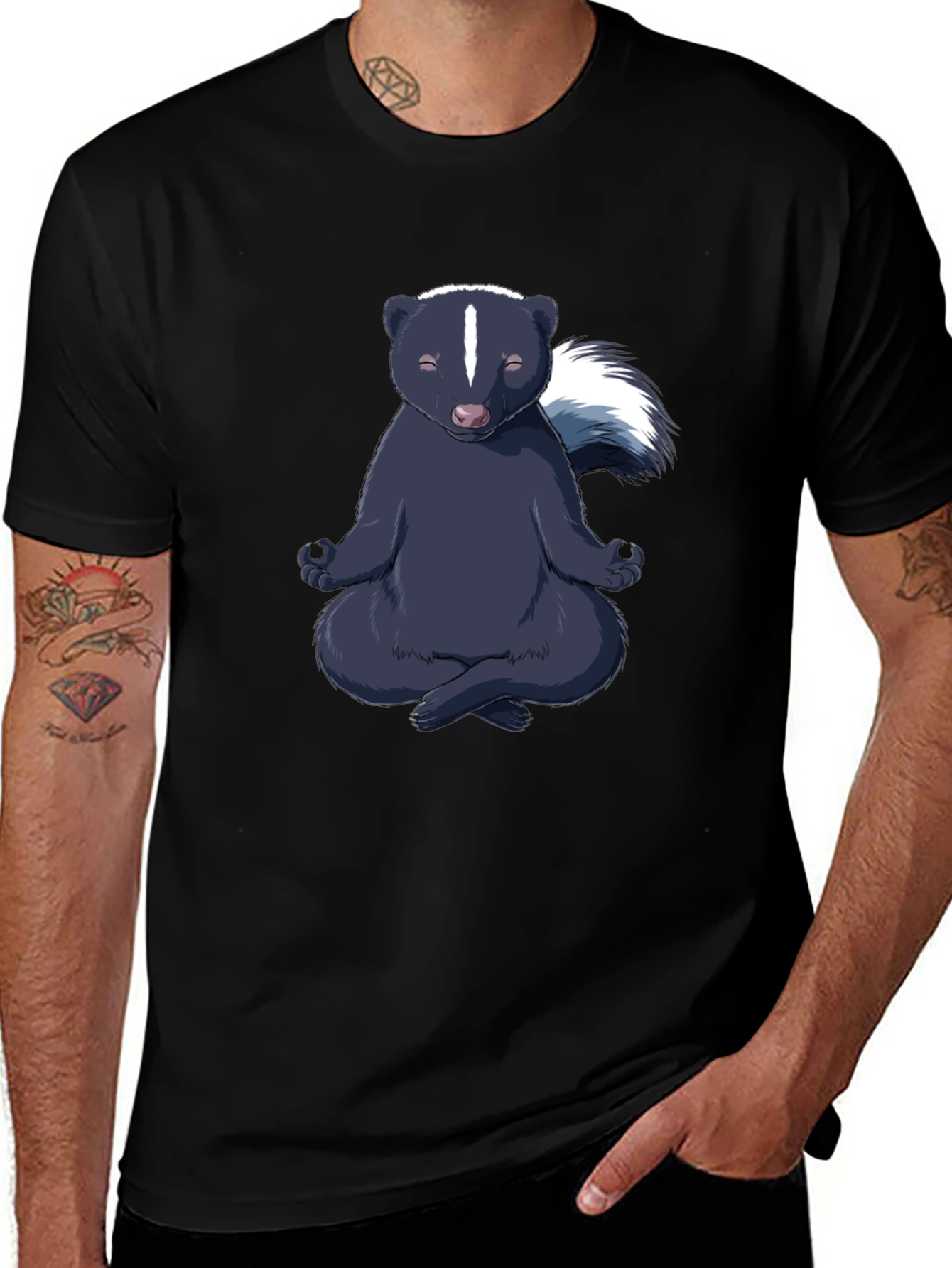 Variant 7 of Zen Skunk T-Shirt - Meditating Animal Tee
