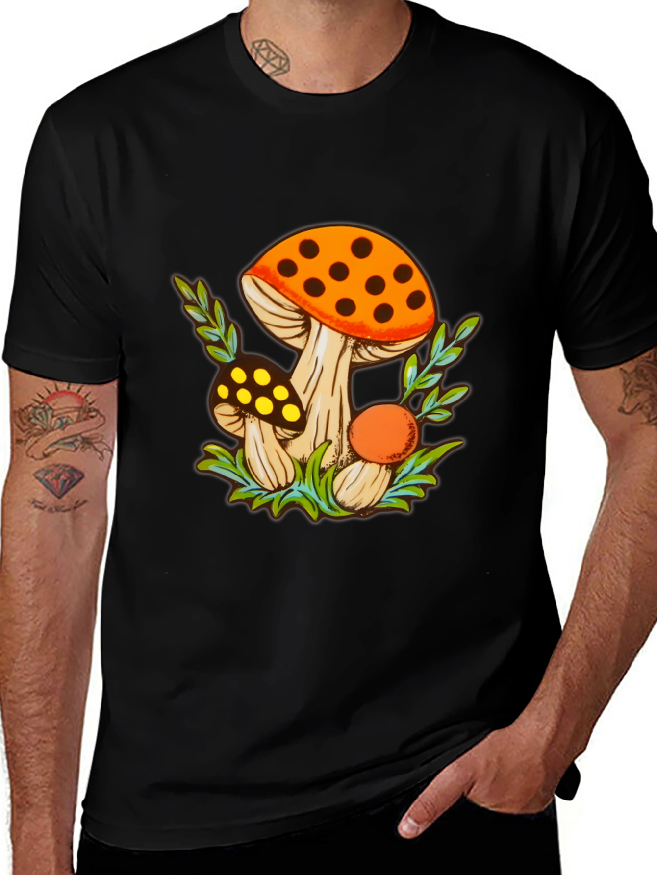 Black Mushroom Graphic Tee - Funky Fungi Design main image