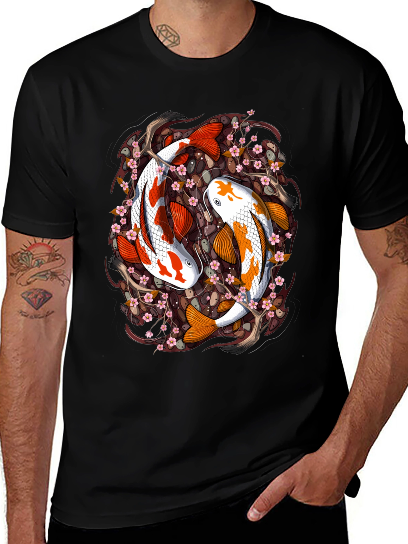 Variant 14 of Koi Fish T-Shirt - Yin Yang Design