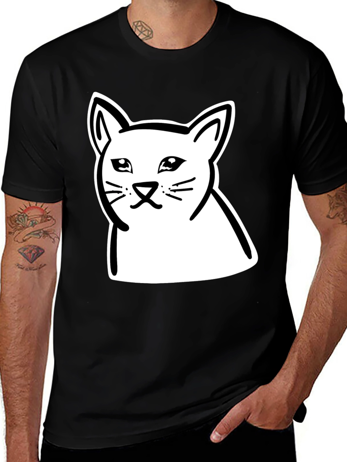 Variant 26 of Meme Cat Graphic Black T-Shirt