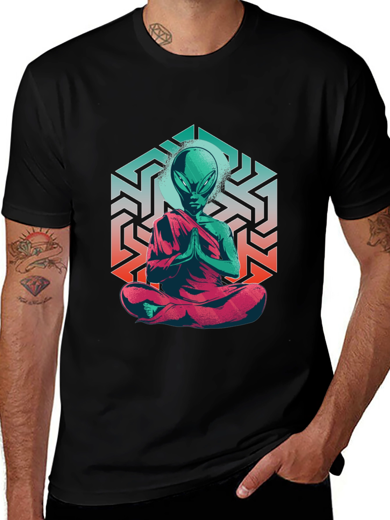 Variant 16 of Alien Meditation T-Shirt - Cosmic Design