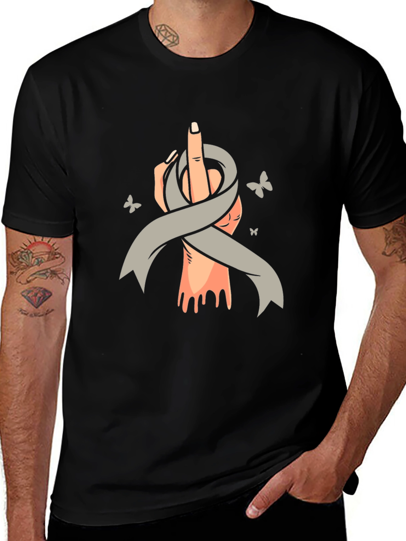 Variant 24 of Middle Finger Awareness Ribbon Graphic Tee