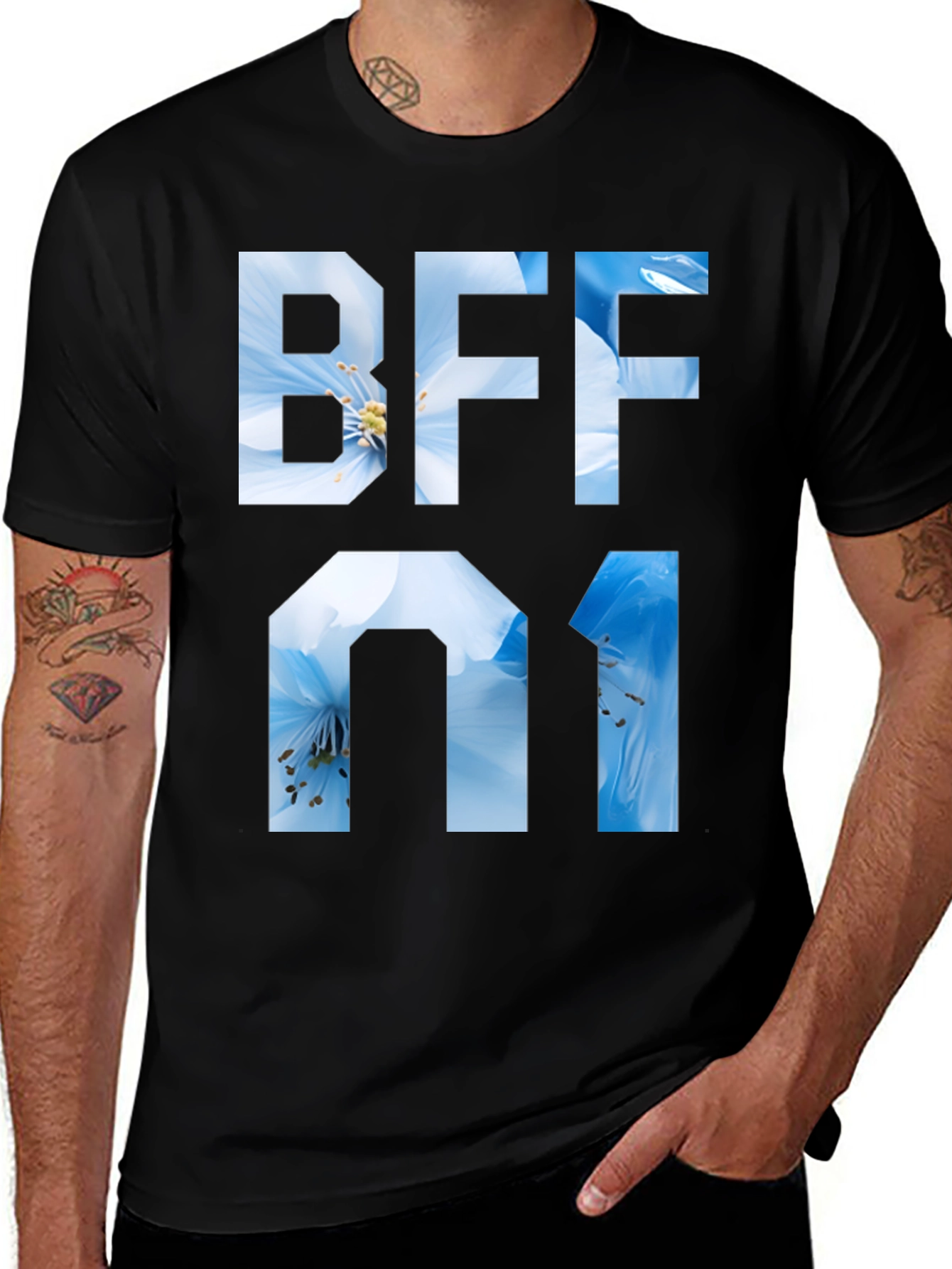 BFF 01 Floral Graphic Tee - Black