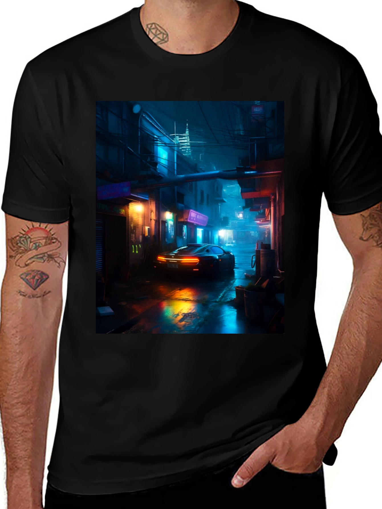 Variant 7 of Cyberpunk Car T-Shirt - Neon Cityscape Graphic Tee