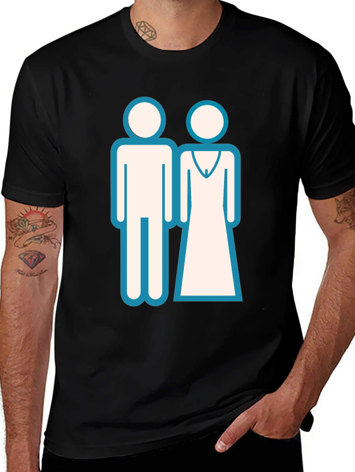 Variant 22 of Couple Silhouette Graphic T-Shirt