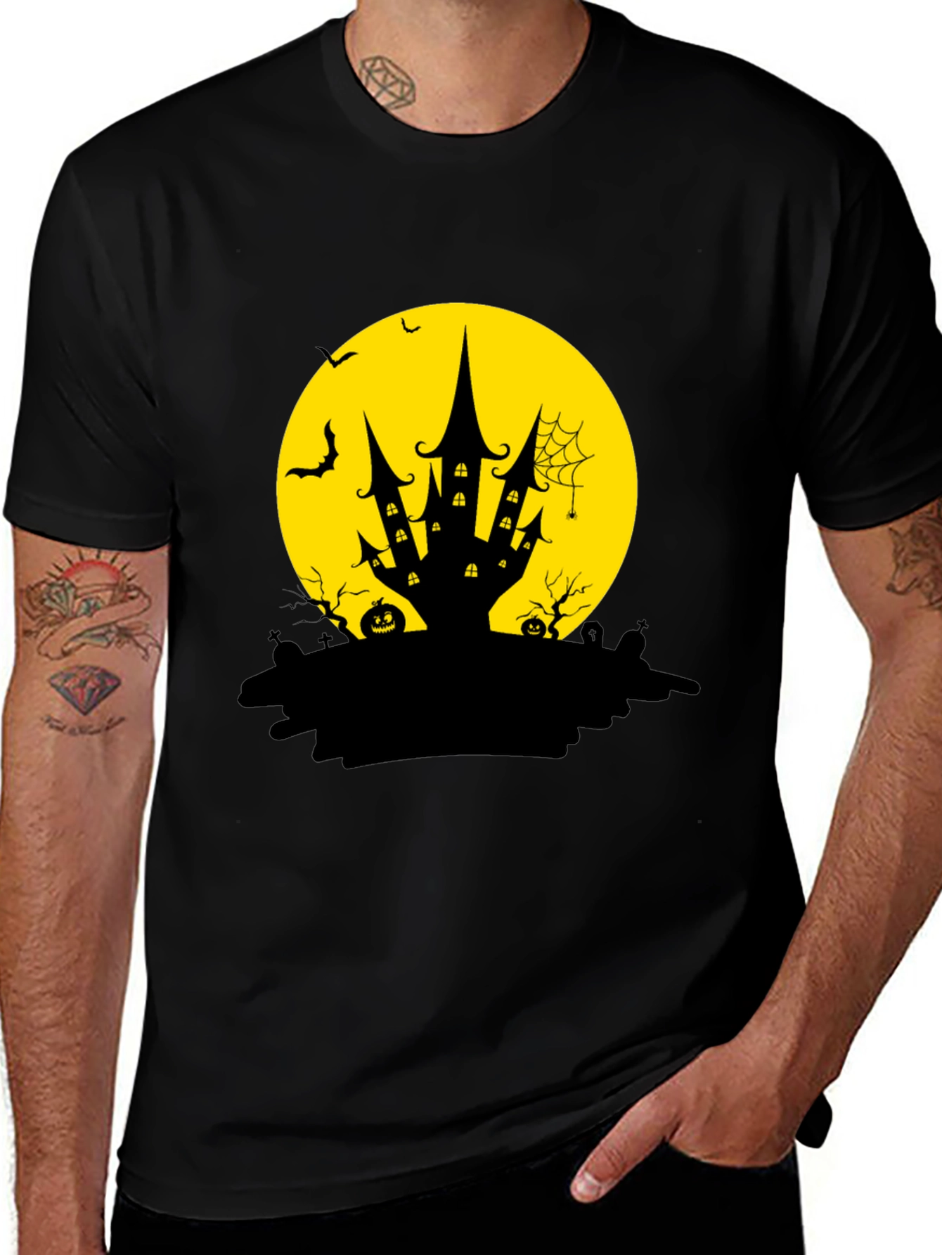 Variant 16 of Spooky Halloween Haunted House Graphic Tee
